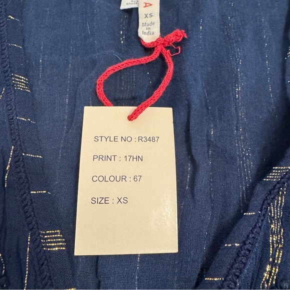 Raga Navy Blue & Gold Metallic Stripe Maxi Dress XS Festival Resort Wear NWT - Picture 9 of 16